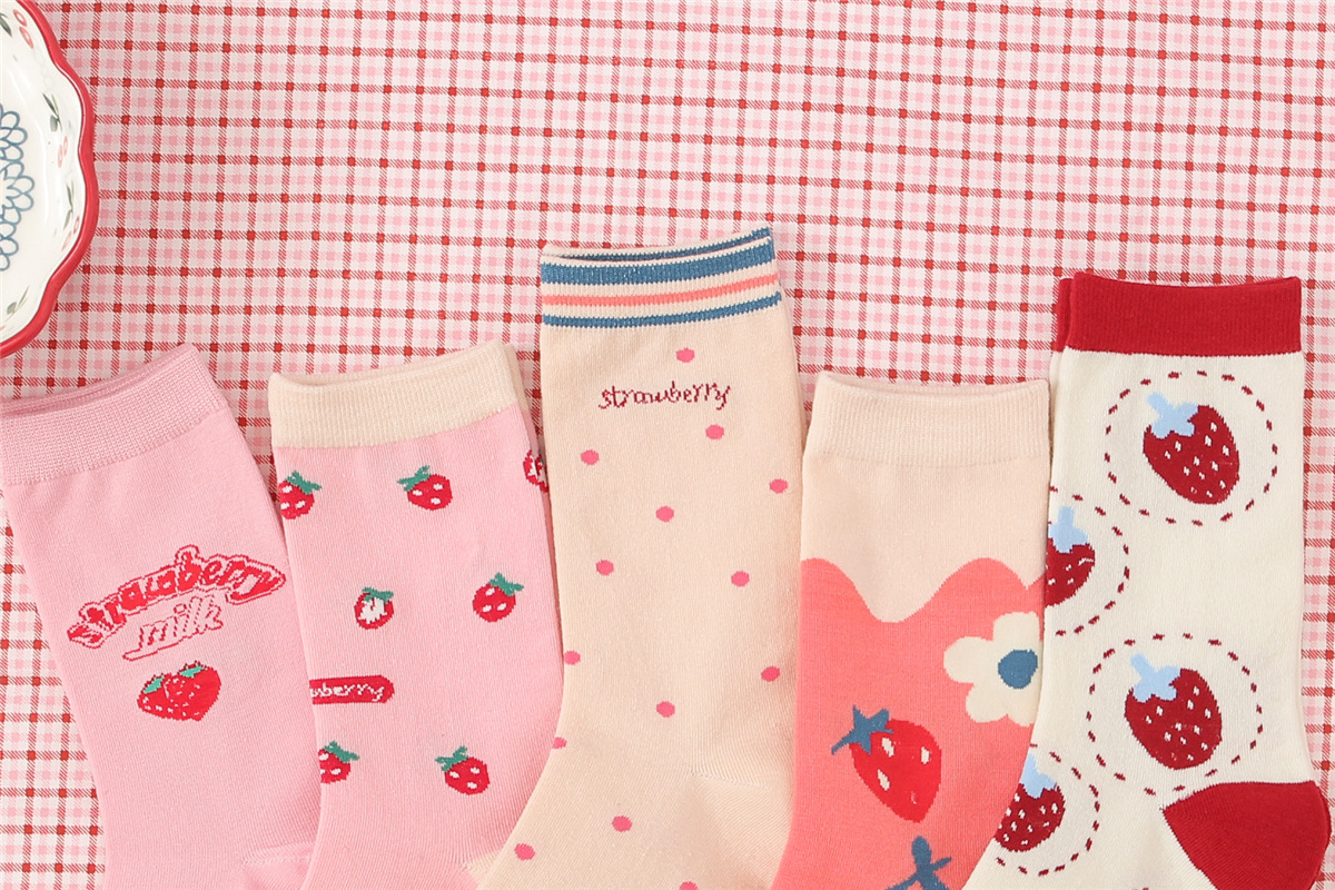 Title 8, Womens Cotton Breathable Sports Strawberry Socks