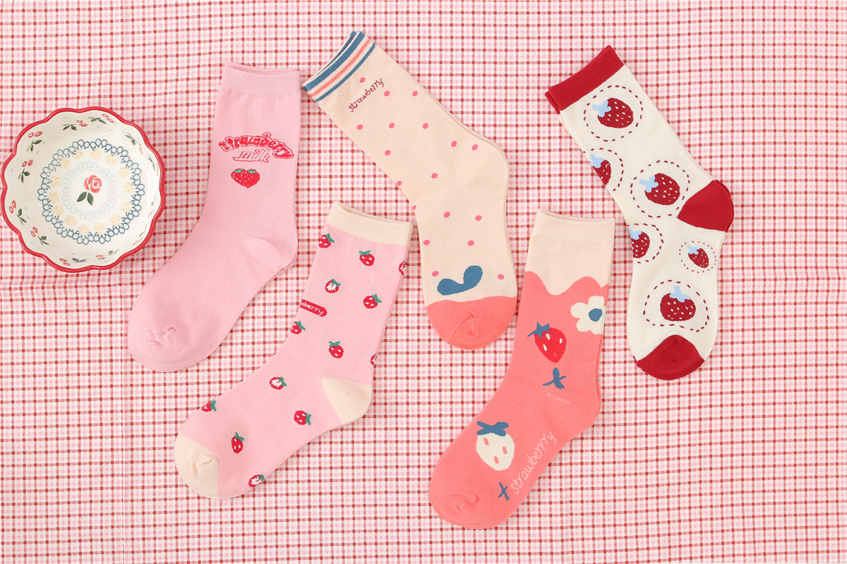 Title 10, Womens Cotton Breathable Sports Strawberry Socks