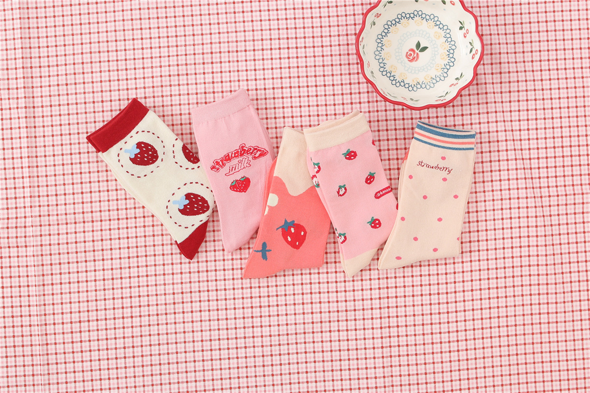 Title 13, Womens Cotton Breathable Sports Strawberry Socks