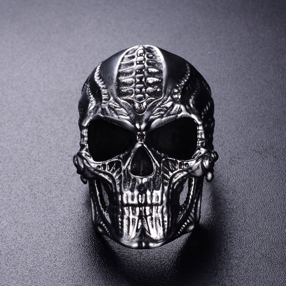 Title 3, Skull punk ring heren hiphop, een unieke ring v...