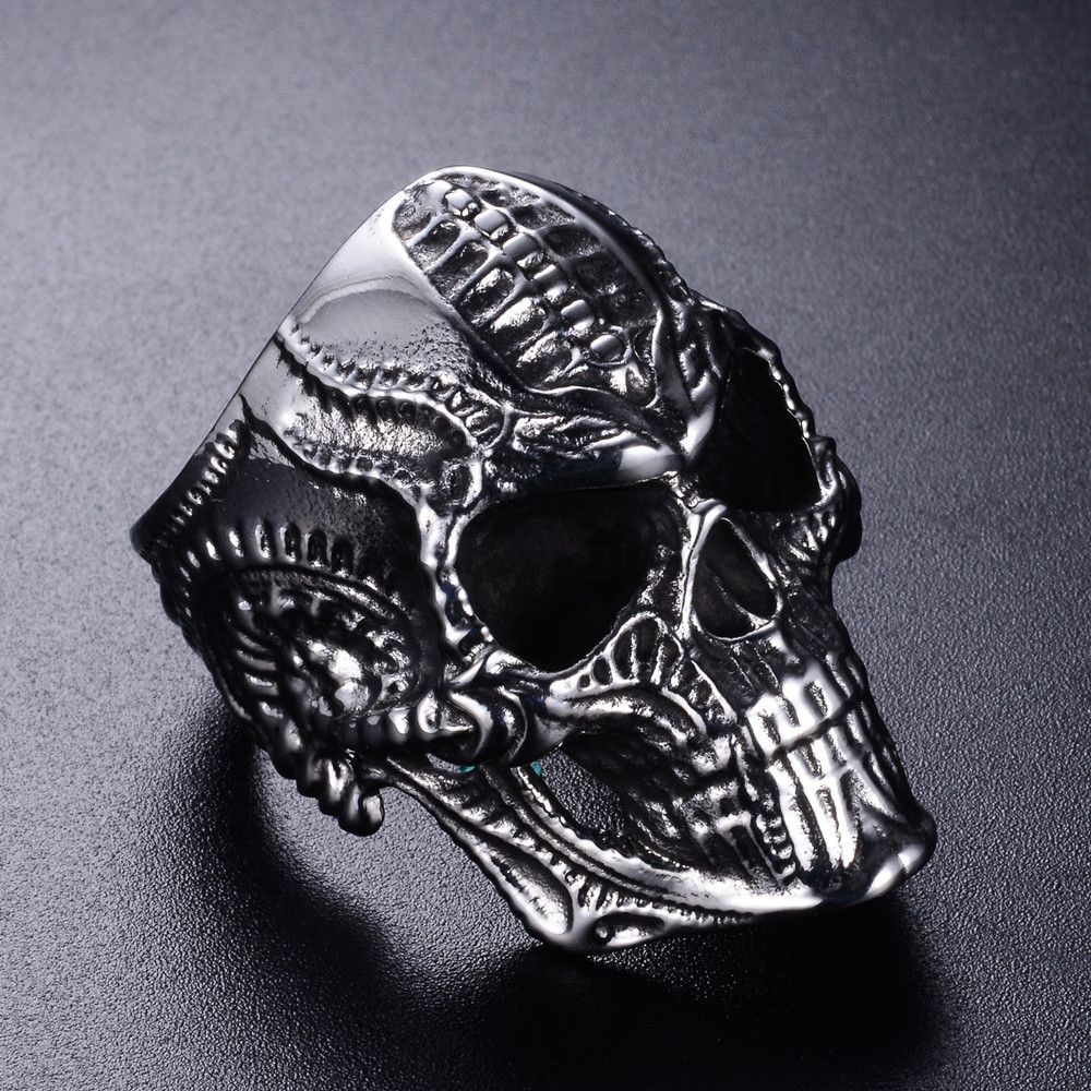 Title 4, Skull punk ring heren hiphop, een unieke ring v...