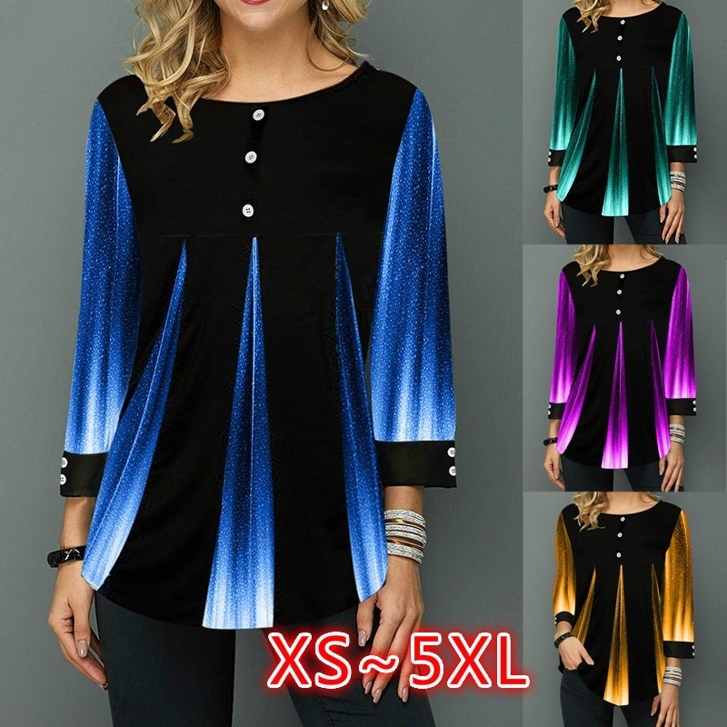 Title 2, Printed gradient three-button long sleeve shirt...