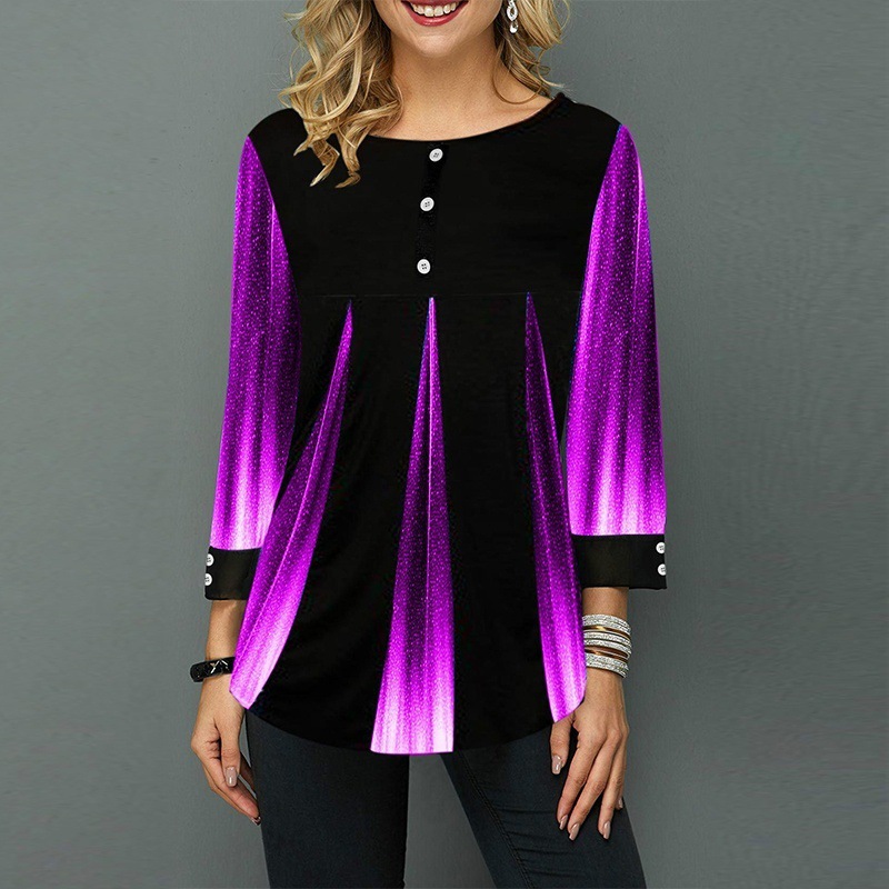 Title 5, Printed gradient three-button long sleeve shirt...