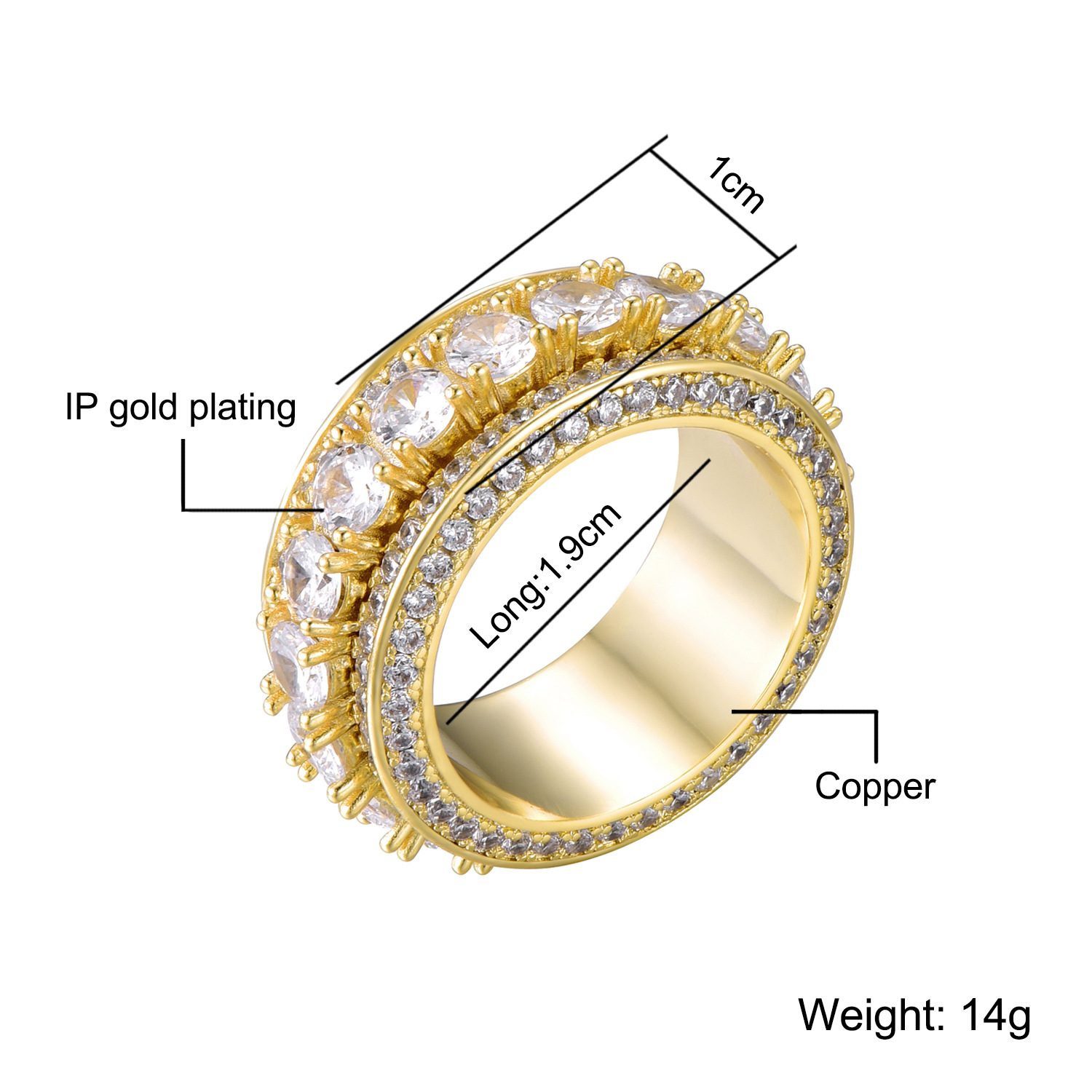 Title 1, Vergulde micro-set zirkonia ring. Schitterende ...