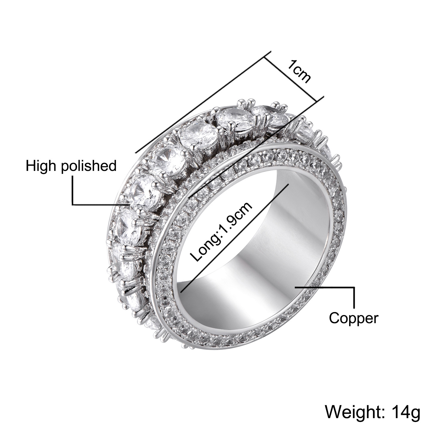 Title 3, Vergulde micro-set zirkonia ring. Schitterende ...