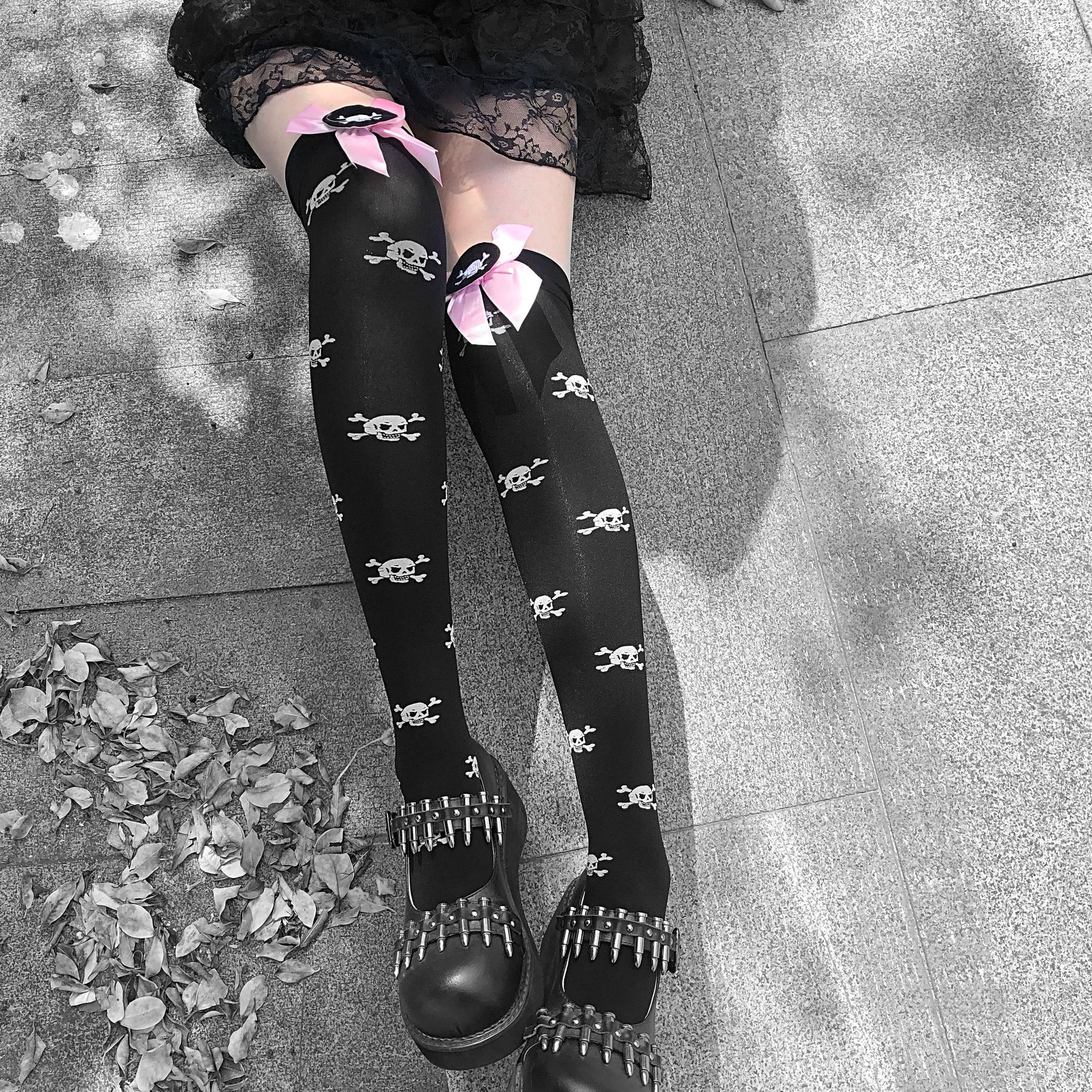 Title 5, Stockings Children Lolita Bowknot Harajuku Blac...