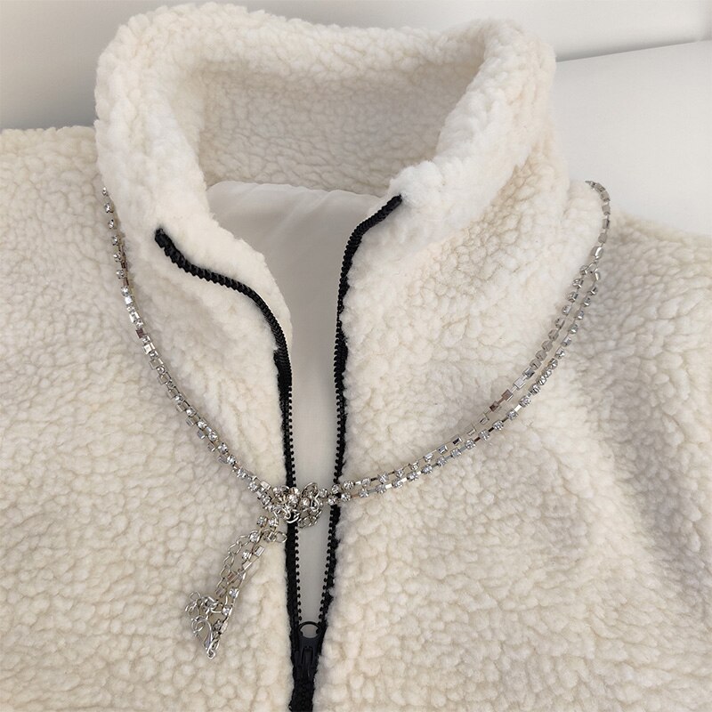 Title 7, Thickened Long-sleeved Zipper Lamb Wool Sweater