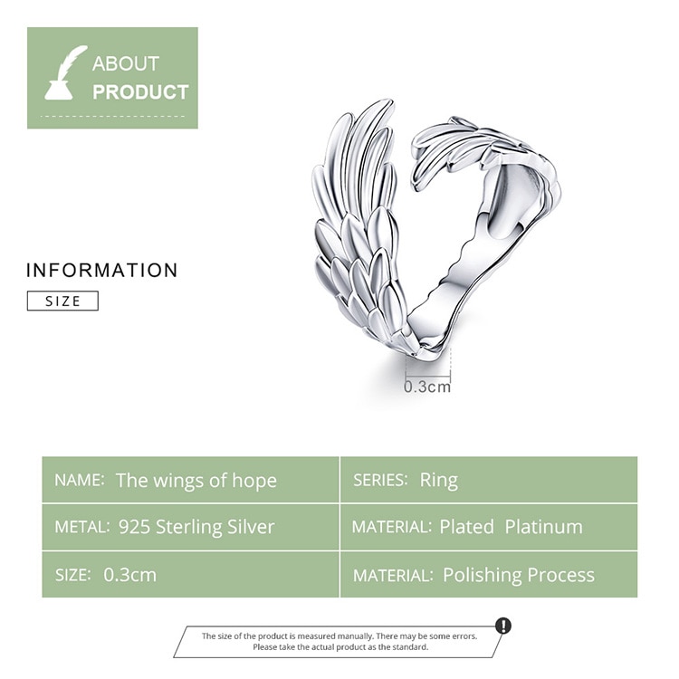 Title 1, Bague Hope Feathers en argent sterling 925, ail...