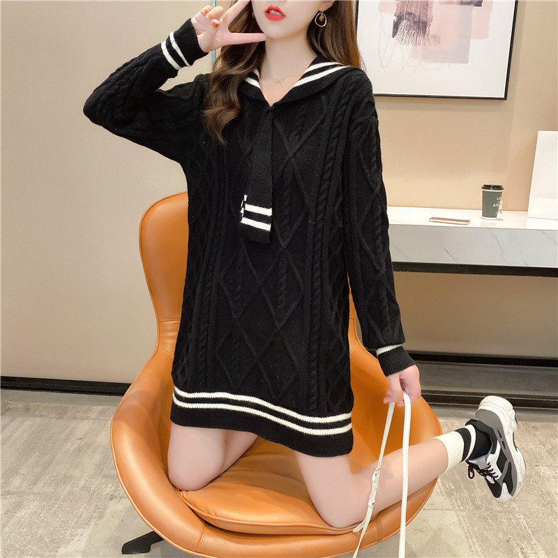 Title 9, Loose Mid-length Sweater Womens Navy Style Kor...