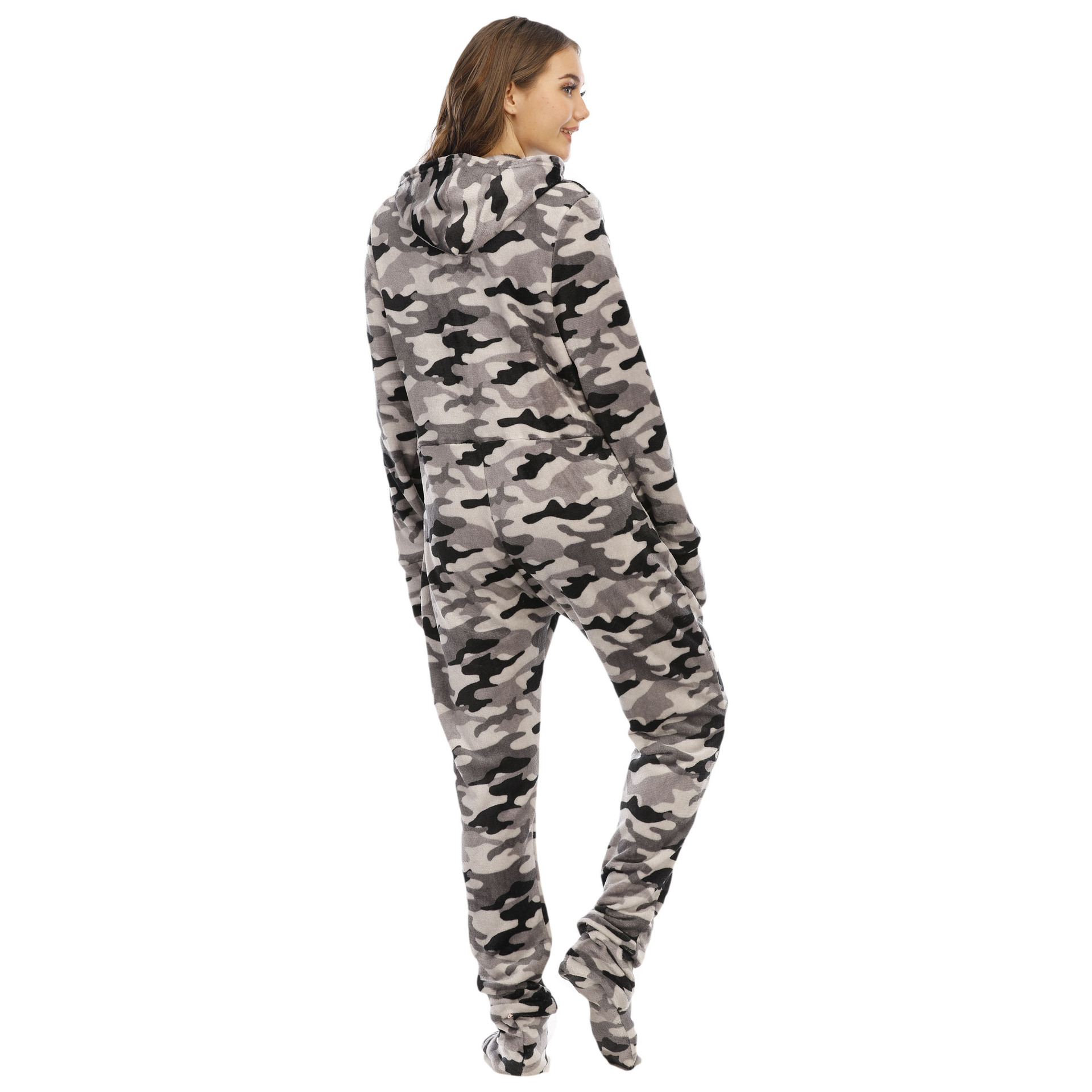 Title 5, Ladies Flannel Camouflage Animal Print One-piec...