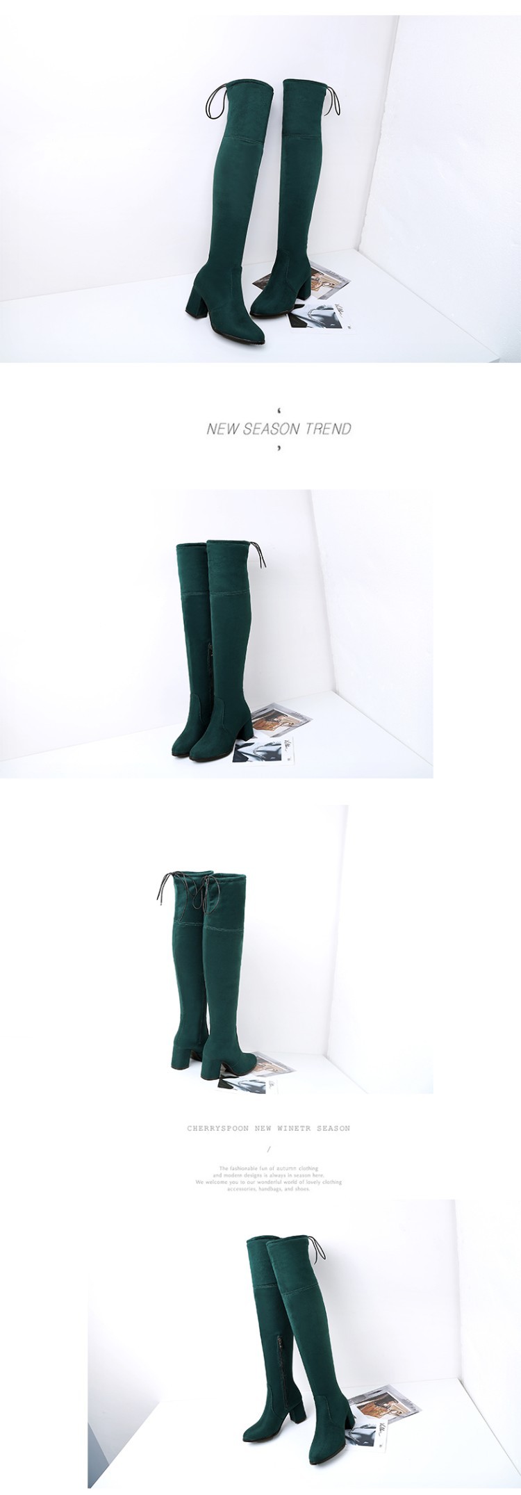 Title 1, Winter warm high-heeled thick-heeled over-the-k...