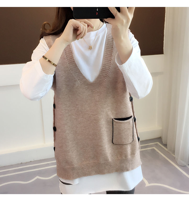 Title 5, Loose Lazy Style Sweater Vest Vest Women Pullover