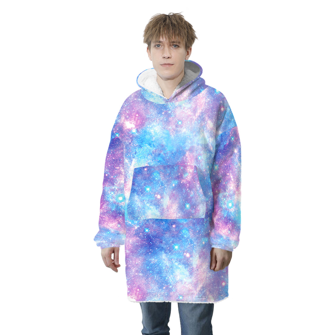 Title 15, Starry Sky Digital Printed Mink Fleece Hooded S...