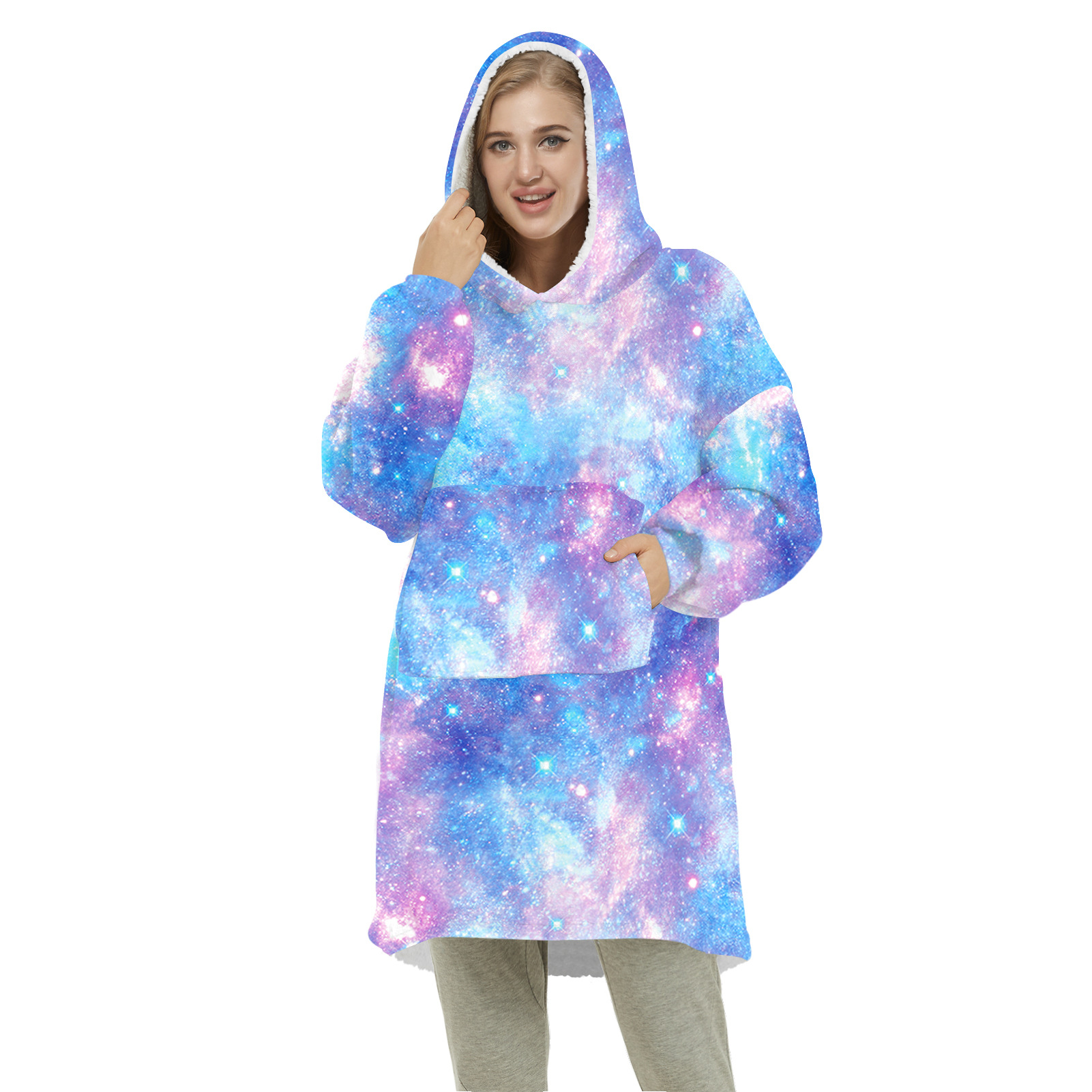 Title 18, Starry Sky Digital Printed Mink Fleece Hooded S...