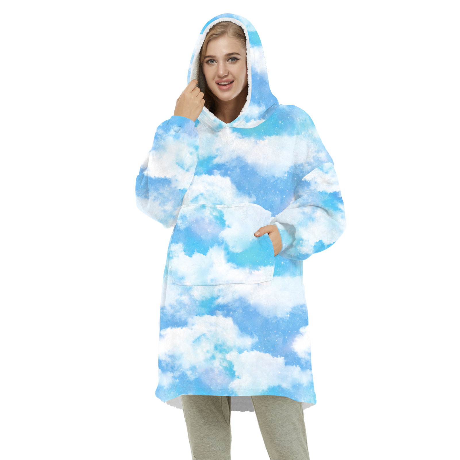 Title 47, Starry Sky Digital Printed Mink Fleece Hooded S...