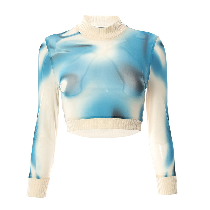 Title 8, Printed Pullover Round Neck Long-sleeve Cropped...