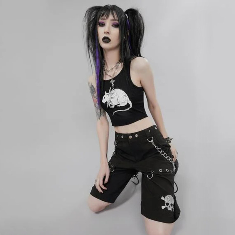 Title 6, Dark Style Mouse Print Vest New Sexy Cropped In...