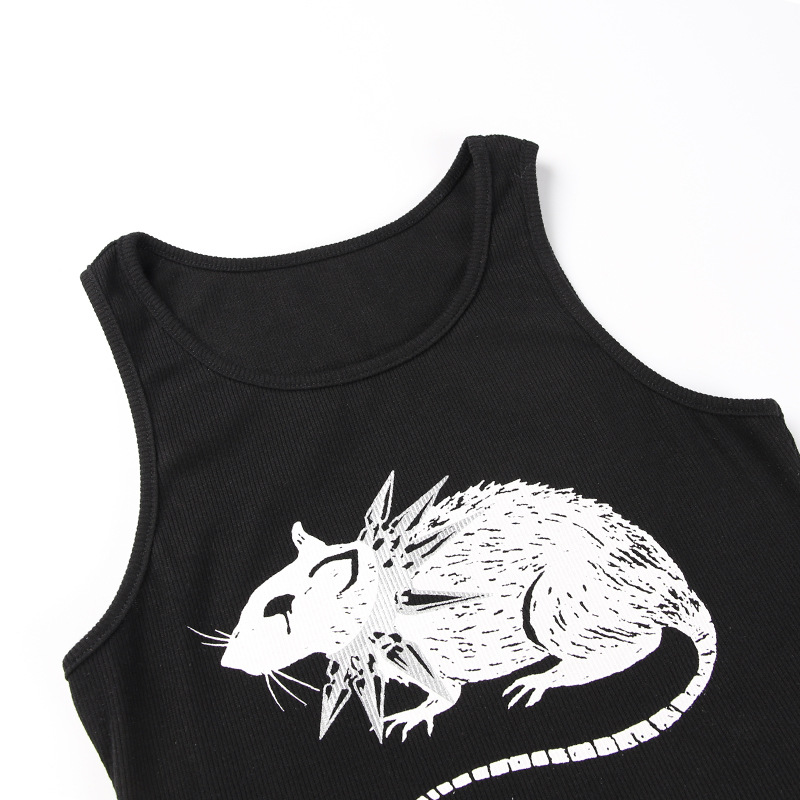 Title 10, Dark Style Mouse Print Vest New Sexy Cropped In...