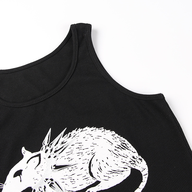 Title 11, Dark Style Mouse Print Vest New Sexy Cropped In...