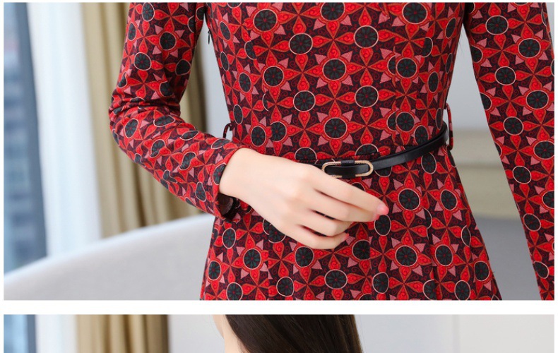 Title 11, Elegant Autumn Winter Printed V-neck Long Sleev...