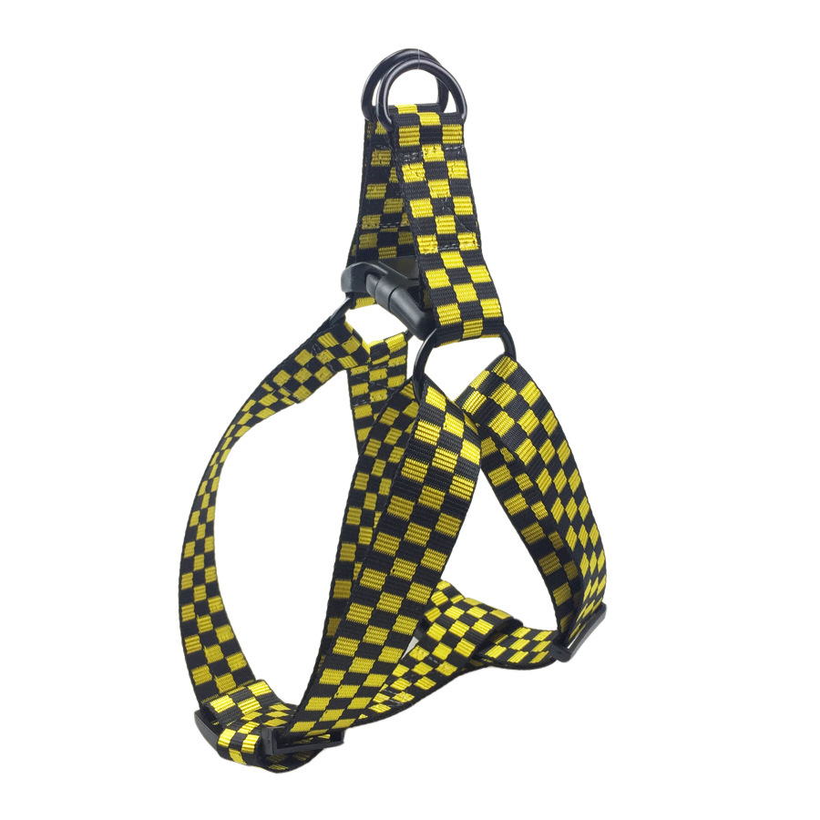 Title 6, Plaid dog harness with chest and back fasteners...