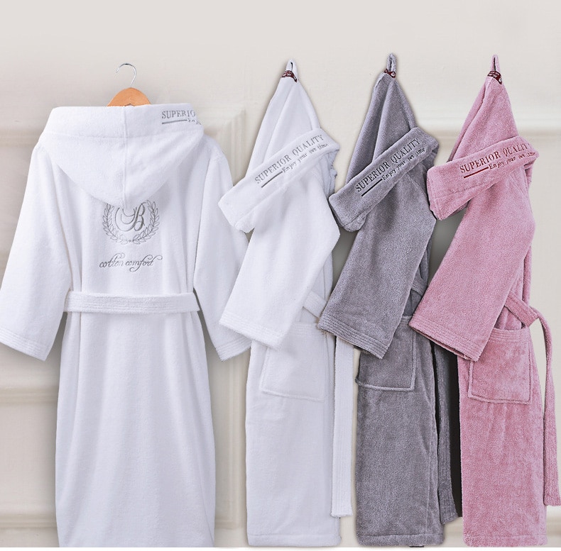 Title 1, Cotton Bathrobe Thick Towel Material With Hood