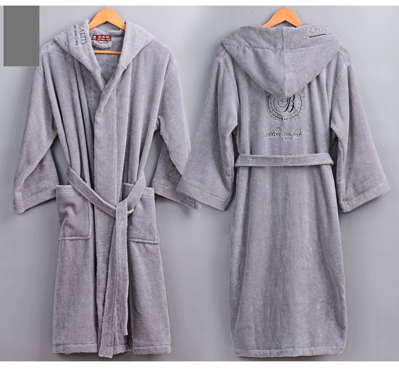 Title 9, Cotton Bathrobe Thick Towel Material With Hood