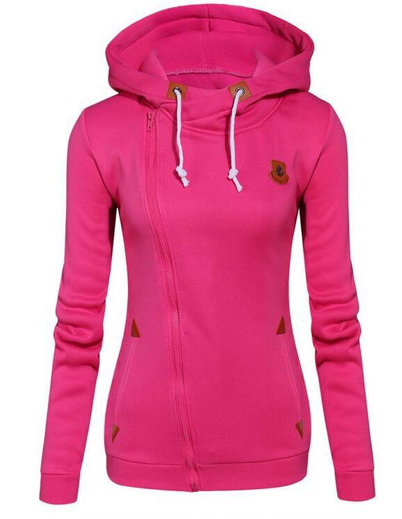 Title 9, Solid Color Fleece Irregular Diagonal Zipper Sw...