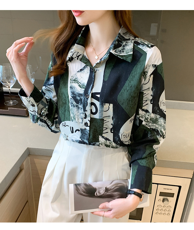 Title 15, Printed Long-sleeved Shirt Women Loose Design B...