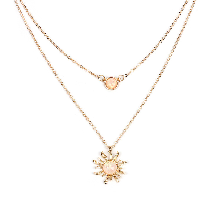 Title 3, Multi-layered Sun Flower Necklace Female Fashio...