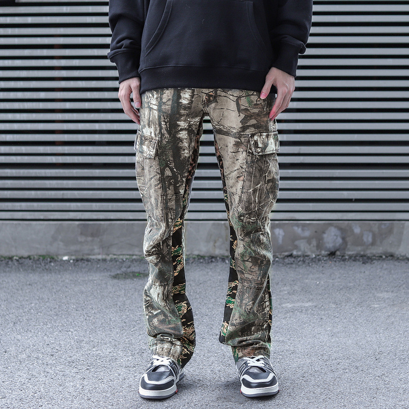 Title 1, Herren Leaf Camouflage Stitching Flared Overall...