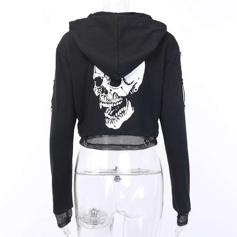 Title 8, Splicing mesh printed hooded sweater