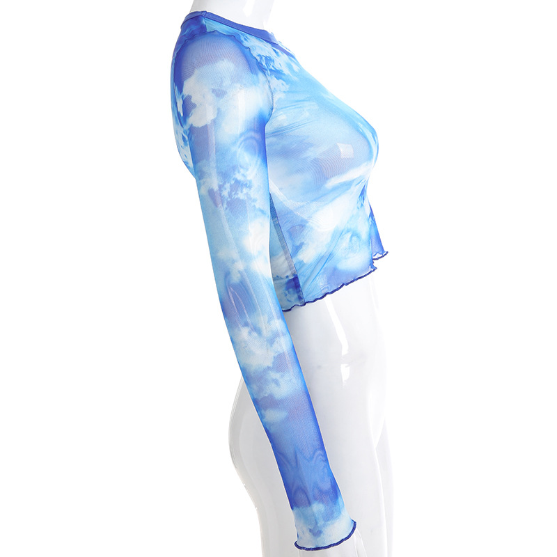 Title 3, Digital Print Blue Sky Baiyun Print Top Breatha...