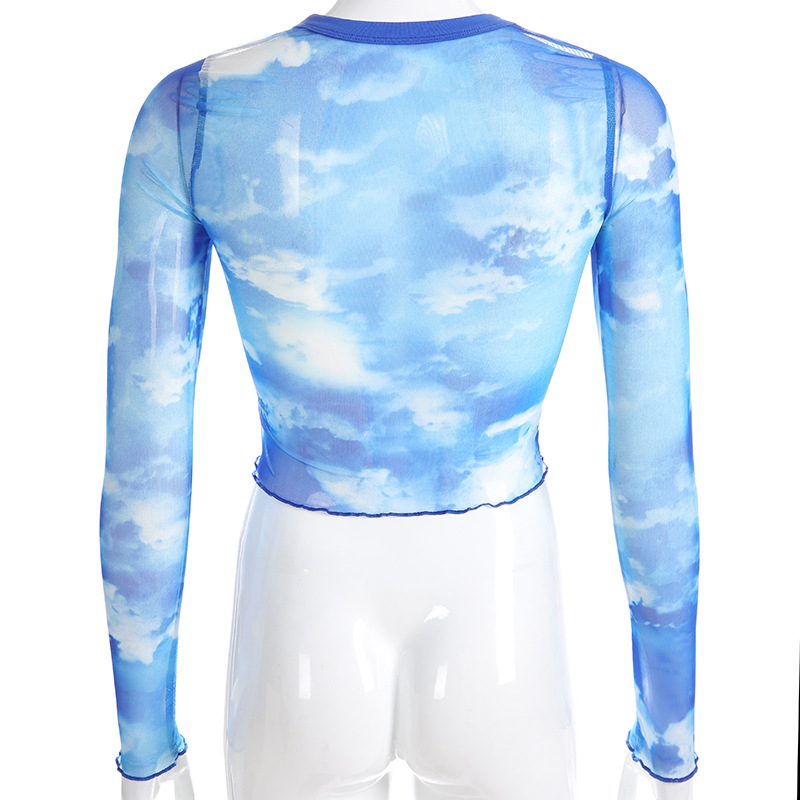 Title 4, Digital Print Blue Sky Baiyun Print Top Breatha...