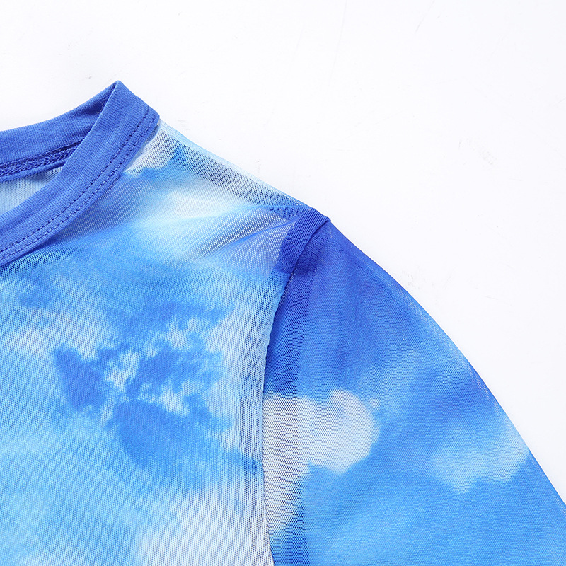 Title 6, Digital Print Blue Sky Baiyun Print Top Breatha...