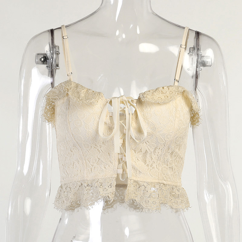 Title 5, Lace Ruffled Chest Strap Sling Vest