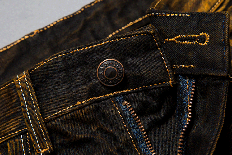 Title 8, Calça jeans rasgada com estampa de locomotiva c...