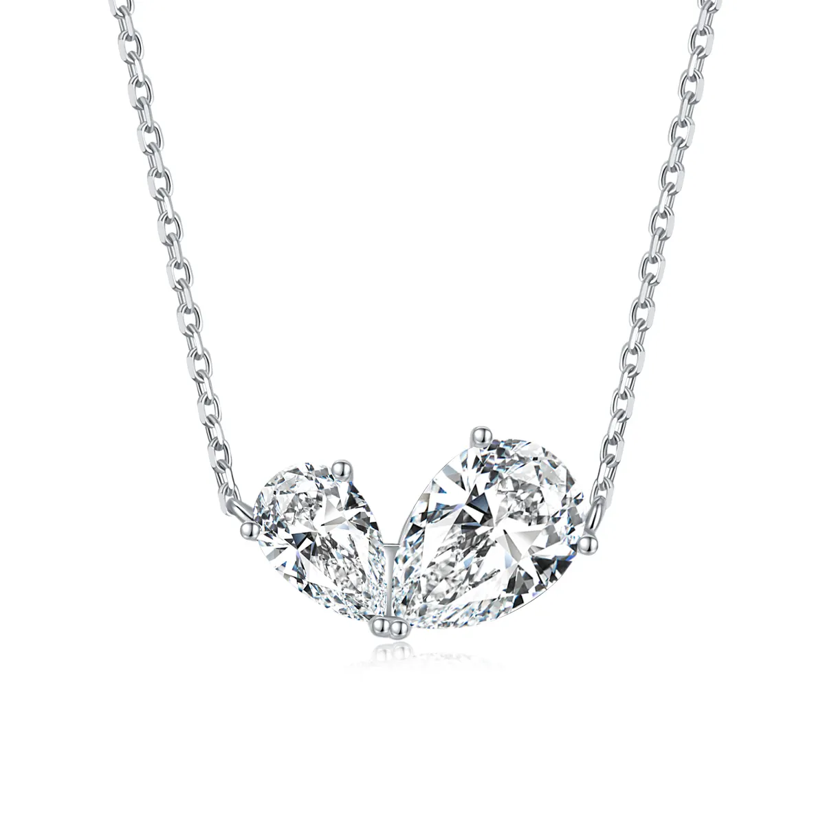 S925 Silver 3g Two Stone Pear Moissanite