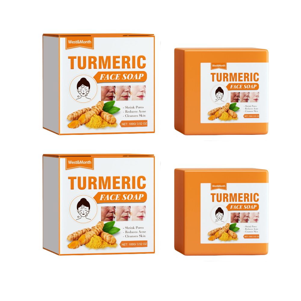 West&Month Turmeric Face Soap Facial Repair Gentle Cleansing Blemish Reducing Fine Lines Cleansing Soap 2Pcs - Shop at LoveMi