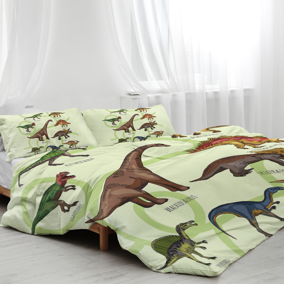 Dinosaur Kids Duvet Cover Set,3 Piece Cute Printed Microfiber Comforter Cover... 3
