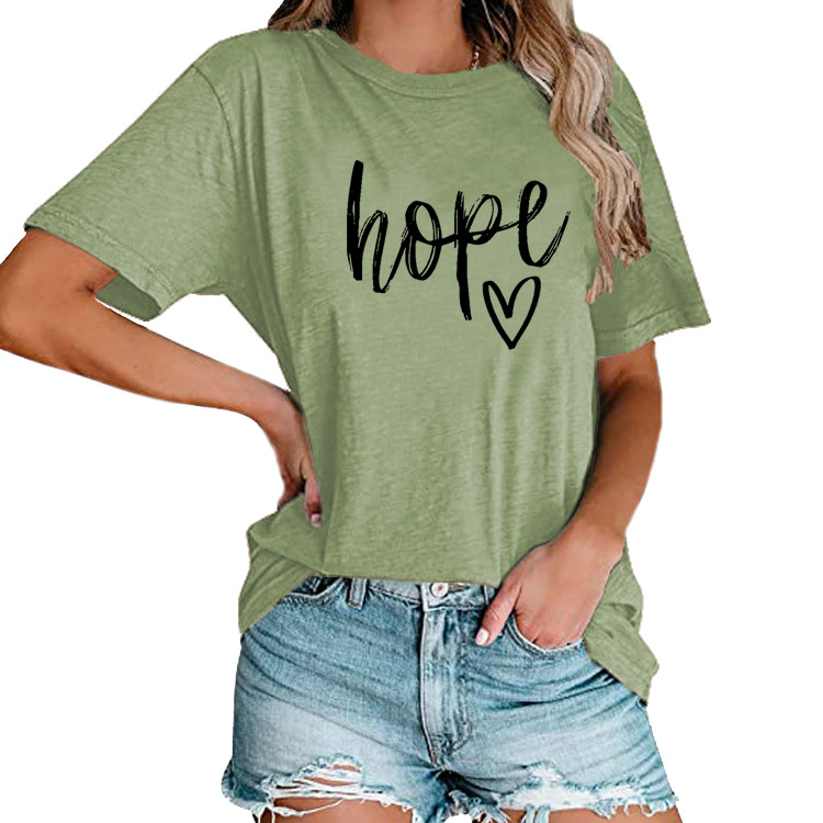 Title 15, Womens HOPE Love Print Loose T-shirt offers ef...