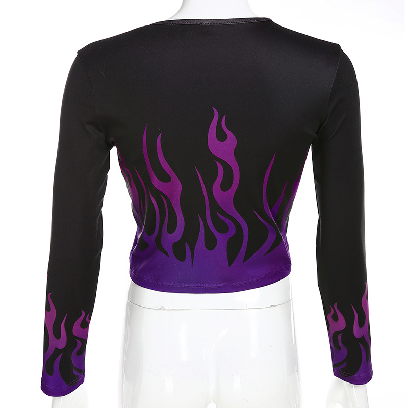 Title 11, Flame Print Crew Neck Long Sleeve T-Shirt, a co...