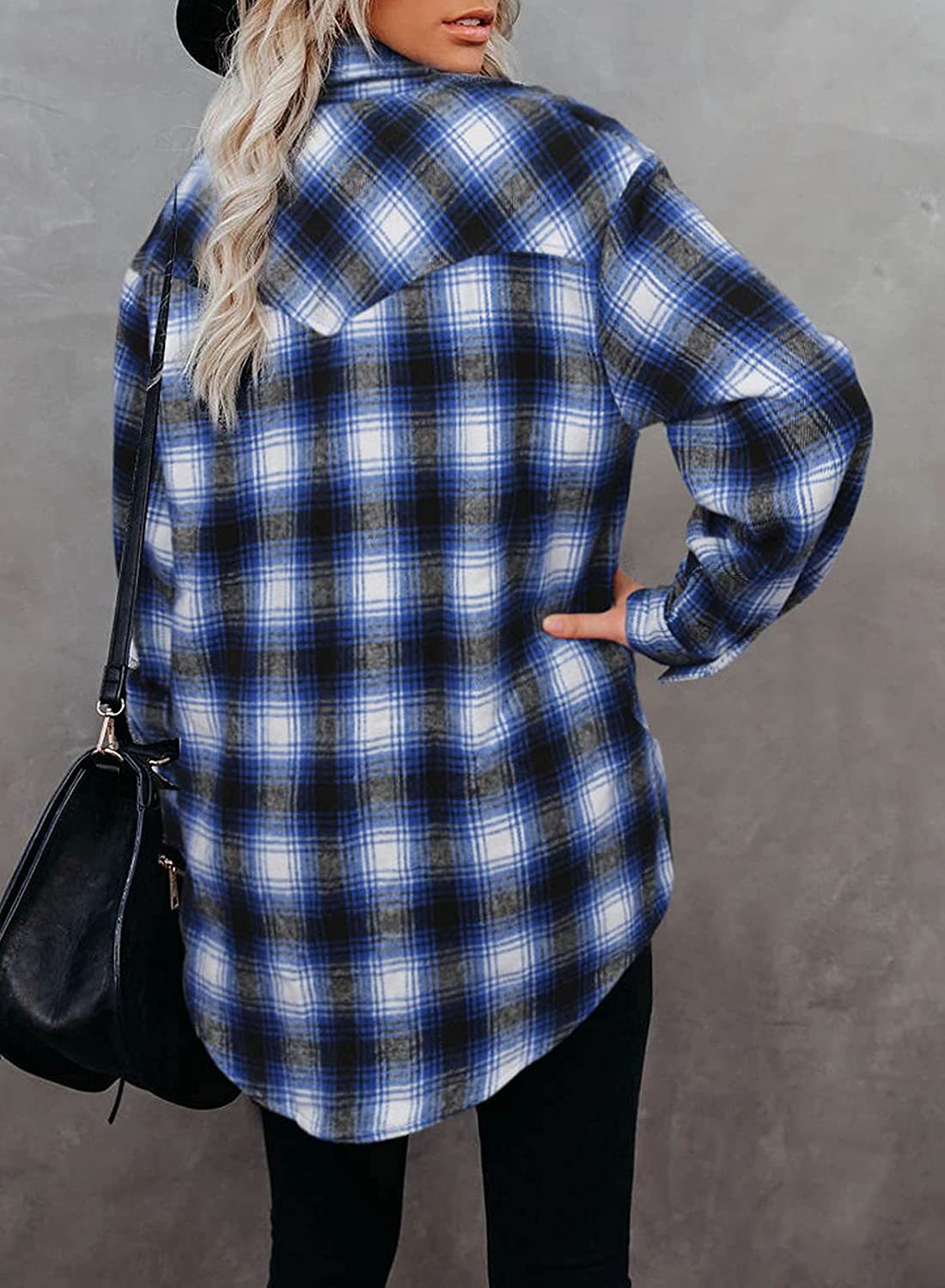 Title 9, Mid Length Loose Lapel Cardigan Plaid Shirt