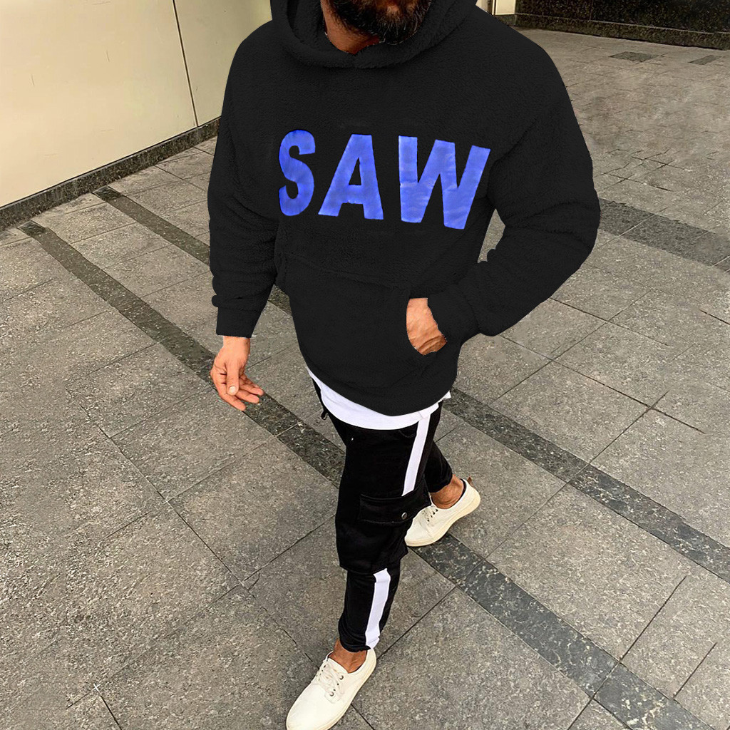 Title 2, SAW printed mens solid color sweater hoodie