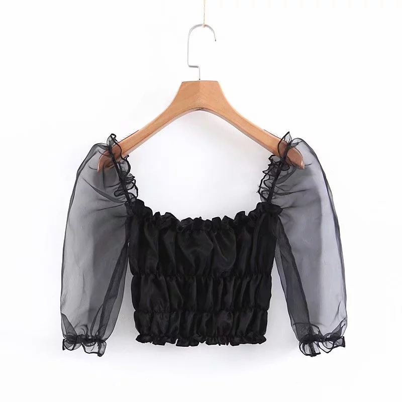 Title 4, Womens Mesh Puff Sleeve Top Stylish and breath...