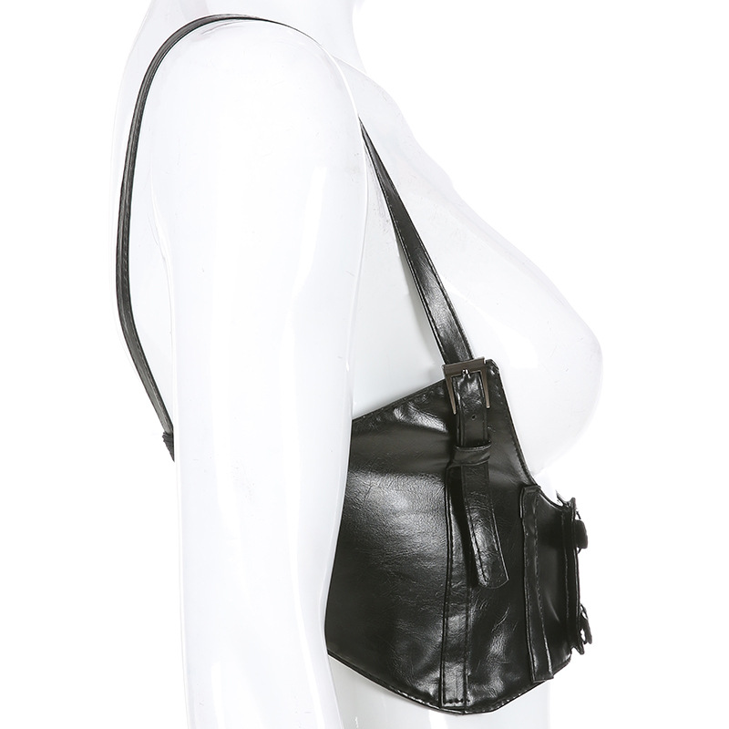 Title 13, Leather buckle vest waist, enhances your silhou...