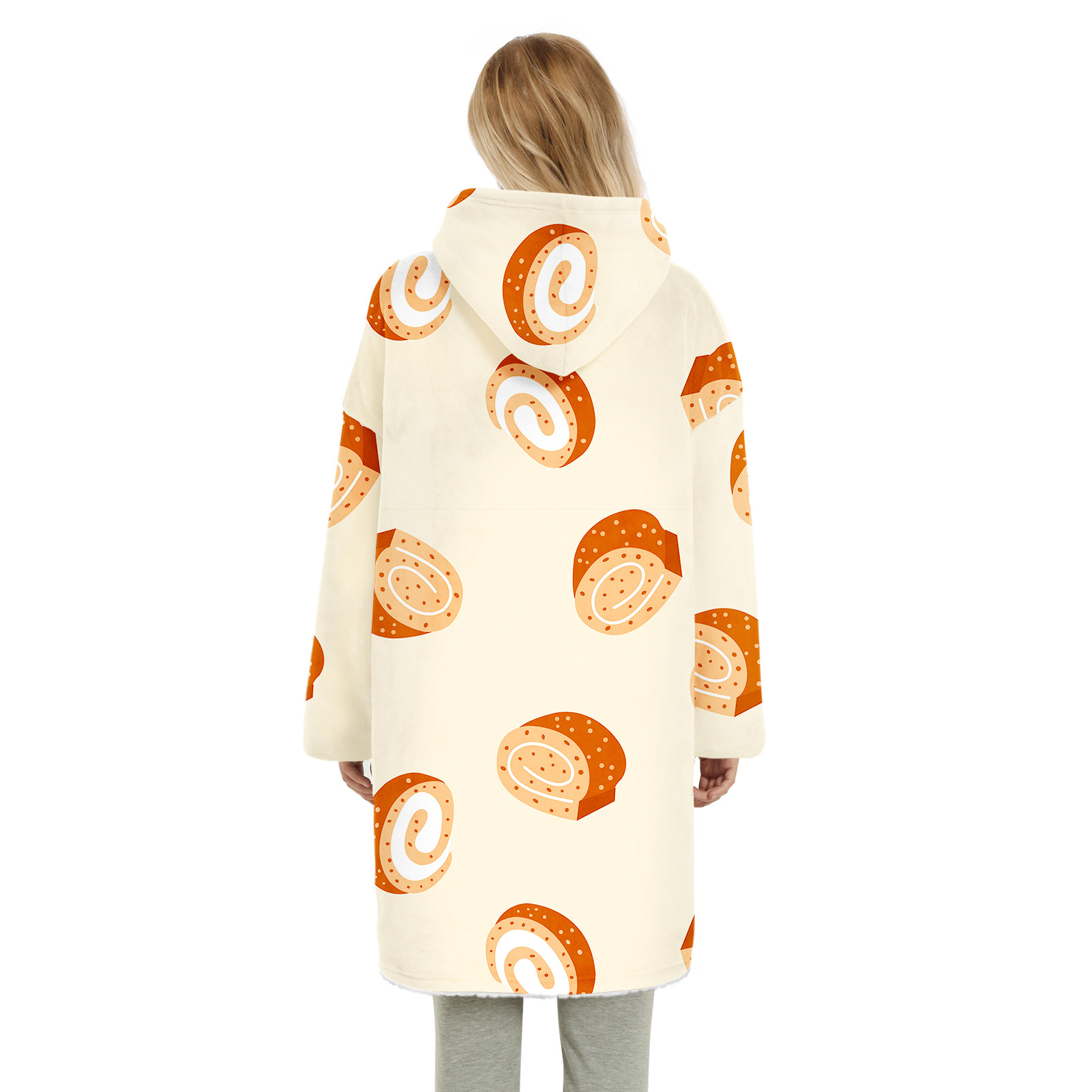 Title 69, Orange Digital Print Parent-child Lamb Velvet L...