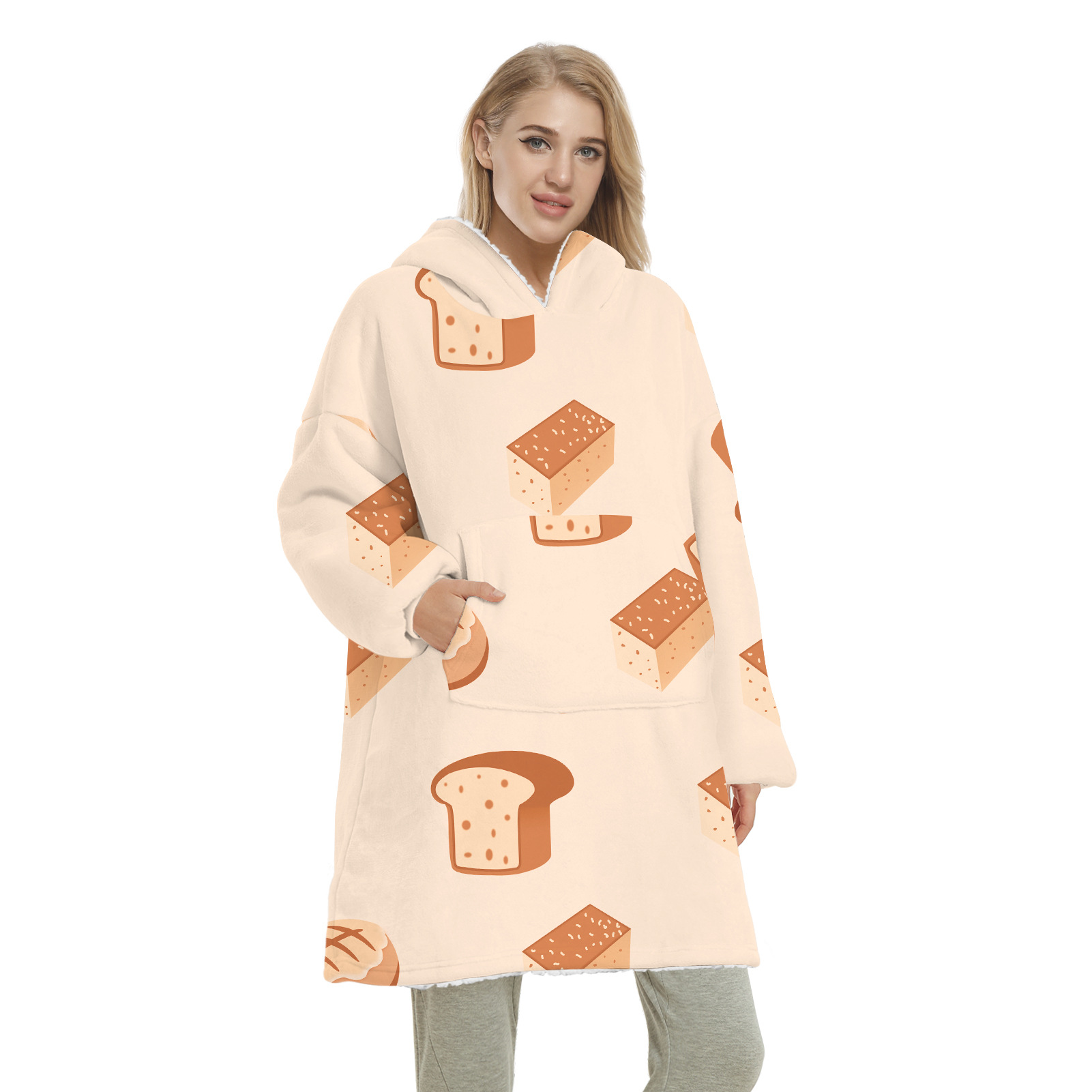 Title 77, Orange Digital Print Parent-child Lamb Velvet L...