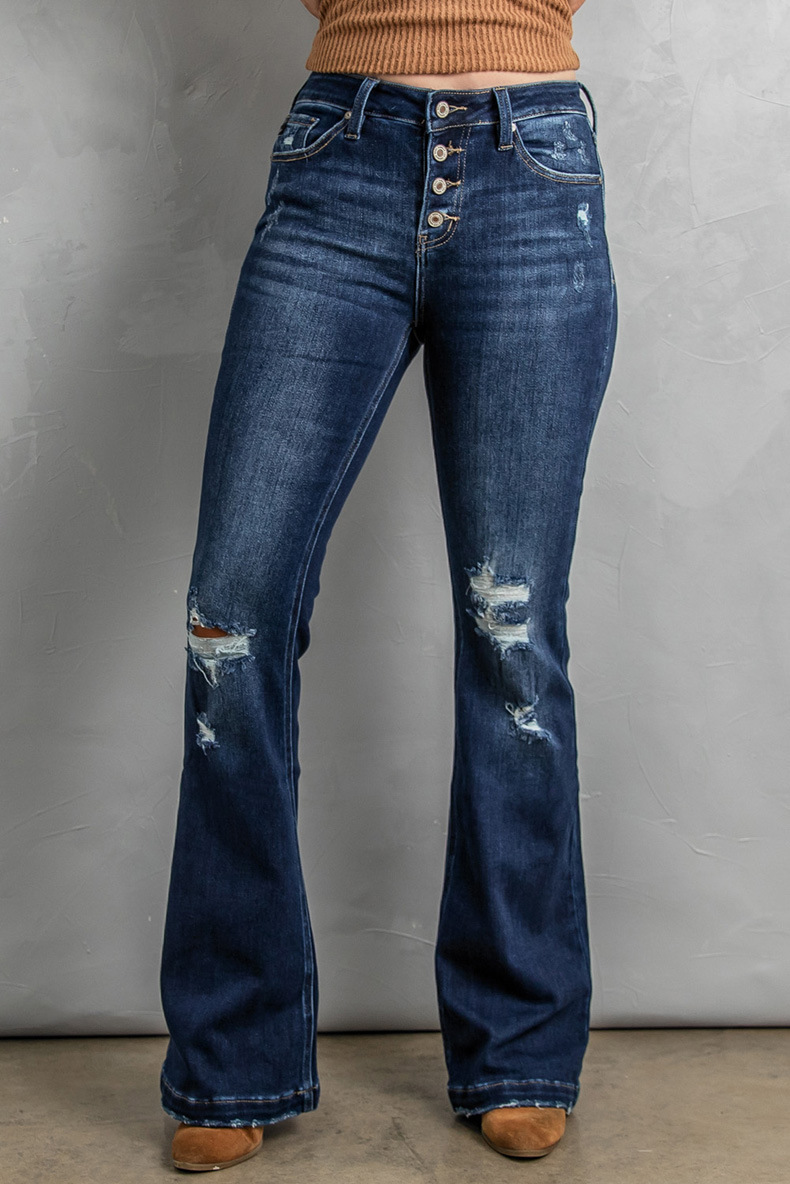 Title 2, Jeans femininos slim, lavados, com rasgos e cin...