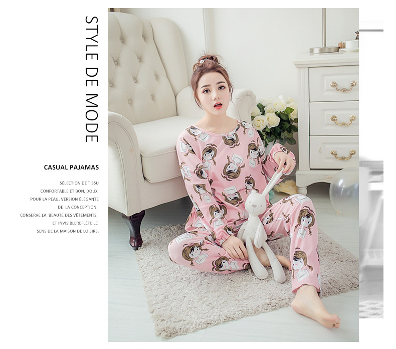 Title 3, Ladies Casual Round Neck Pajamas Sweet And Cute...